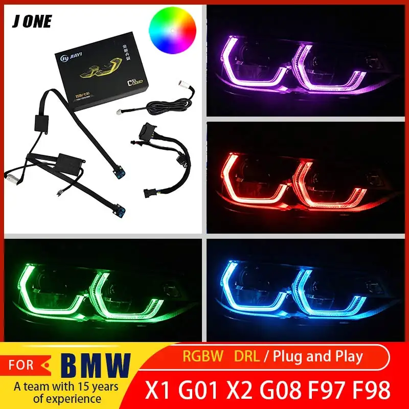 RGB Colorful Red, Blue, Green DRL for FOR BMW 2018-2020 X3 F97 G01 X4 X4M G02 Front Headlights, Controlled by Mobile App
RGB Colorful Red, Blue, Green DRL for FOR BMW 2018-2020 X3 F97 G01 X4 X4M G02 Front Headlights, Controlled by Mobile App