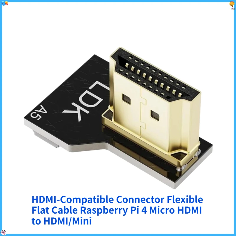 FPV HDMI-Compatible Connector Flexible Flat Cable Raspberry Pi 4 Micro HDMI to HDMI/Mini HDMI Female 90 Degree FFC 20pin
FPV HDMI-Compatible Connector Flexible Flat Cable Raspberry Pi 4 Micro HDMI to HDMI/Mini HDMI Female 90 Degree FFC 20pin