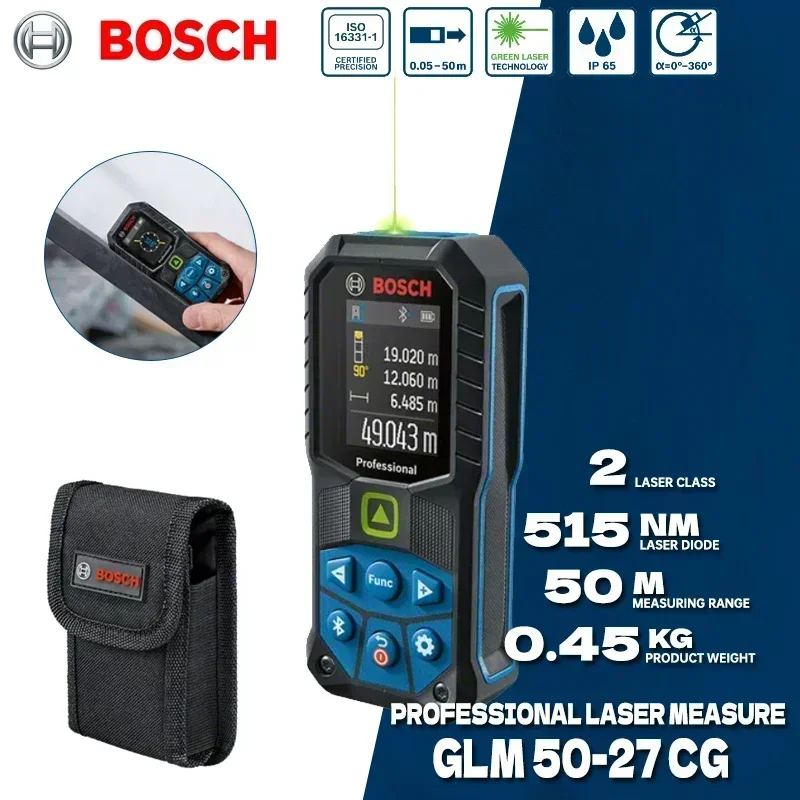 Bosch GLM50-27CG Green Laser Measure 50M High Precision Digital Display Portable Laser Range Finder
Bosch GLM50-27CG Green Laser Measure 50M High Precision Digital Display Portable Laser Range Finder