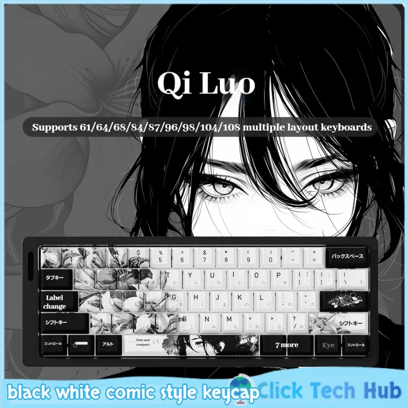 Qiluo Keycap Черно-белый стиль манга 120 клавиш Pbt Cherry Высоко совместимый Iqunixev63 Механическая клавиатура с магнитной осью
Qiluo Keycap Черно-белый стиль манга 120 клавиш Pbt Cherry Высоко совместимый Iqunixev63 Механическая клавиатура с магнитной осью