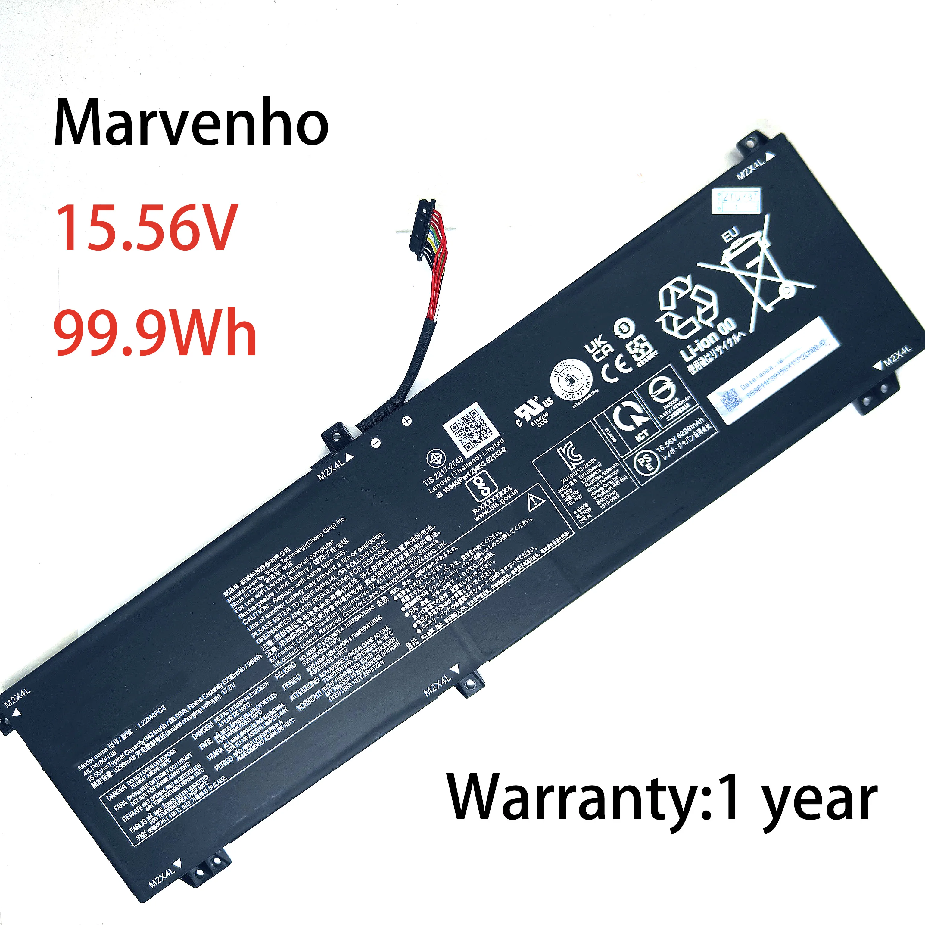 Новая батарея Marvenho 15.56V 6421мАч 99.9Втч L22M4PC3 L22B4PC3 L22C4PC3 для ноутбуков Lenovo Legion Slim 7 16IRH8 7i Gen 8
Новая батарея Marvenho 15.56V 6421мАч 99.9Втч L22M4PC3 L22B4PC3 L22C4PC3 для ноутбуков Lenovo Legion Slim 7 16IRH8 7i Gen 8
