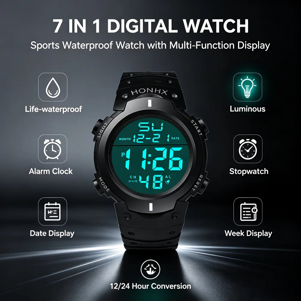 Men Sport LED Watches Top Brand Men Digital Clock Multi-Functional Rubber Man Fitnes Athlete Timekeeping Electronic Watch Reloj
Men Sport LED Watches Top Brand Men Digital Clock Multi-Functional Rubber Man Fitnes Athlete Timekeeping Electronic Watch Reloj