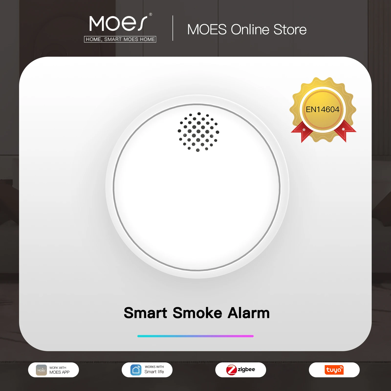 MOES ZigBee Smart Wireless Smoke Detector Fire 85dB Sound Alarm Siren Sensor Smart Safety Protection Home Kitchen Fire App Alert
MOES ZigBee Smart Wireless Smoke Detector Fire 85dB Sound Alarm Siren Sensor Smart Safety Protection Home Kitchen Fire App Alert