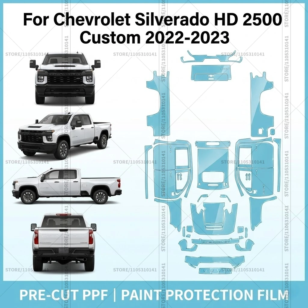 Предварительно нарезанная защитная пленка PPF, прозрачная автомобильная пленка для Chevrolet Silverado HD 2500 Custom 2022-2023
Предварительно нарезанная защитная пленка PPF, прозрачная автомобильная пленка для Chevrolet Silverado HD 2500 Custom 2022-2023