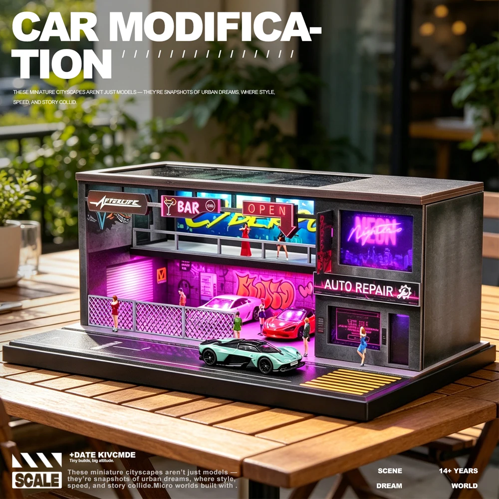 1/64 PUNK Parking Lot Diorama with LED Light, Resin Plastic Fiberboard Micro Scene Display Stand for Car Model, No Car & Figure
1/64 PUNK Parking Lot Diorama with LED Light, Resin Plastic Fiberboard Micro Scene Display Stand for Car Model, No Car & Figure