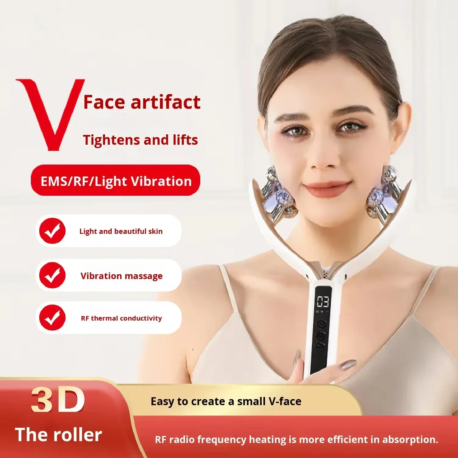 Anti-aging Ems microcurrent roller facial shaping device - V-ray radiofrequency beauty firmening and lifting facial massage
Anti-aging Ems microcurrent roller facial shaping device - V-ray radiofrequency beauty firmening and lifting facial massage