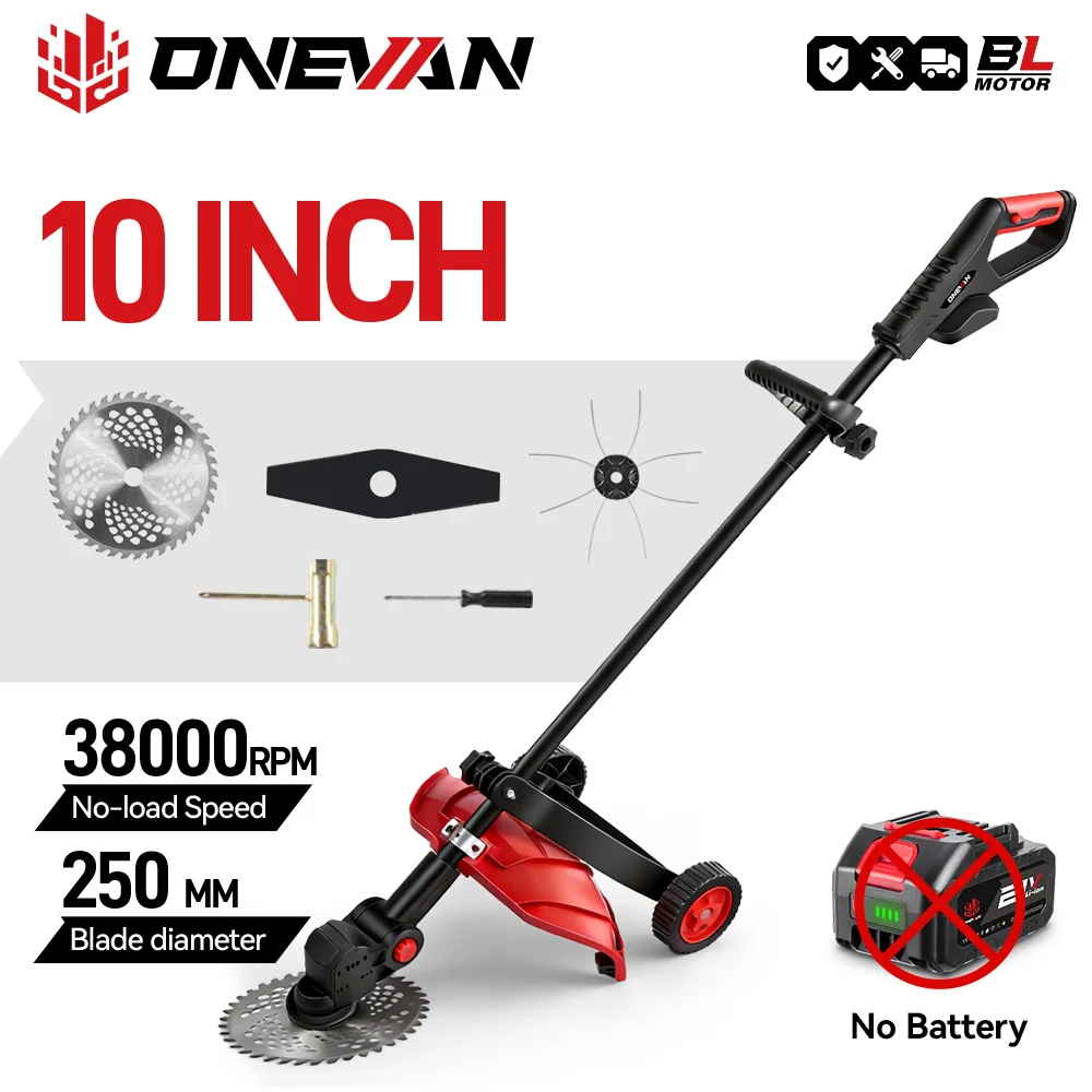 ONEVAN 10 In Brushless Electric Lawn Mower 4000W 45° Adjustable Angle Cordless Grass Trimmer Garden Tools For Makita Battery Pin
ONEVAN 10 In Brushless Electric Lawn Mower 4000W 45° Adjustable Angle Cordless Grass Trimmer Garden Tools For Makita Battery Pin