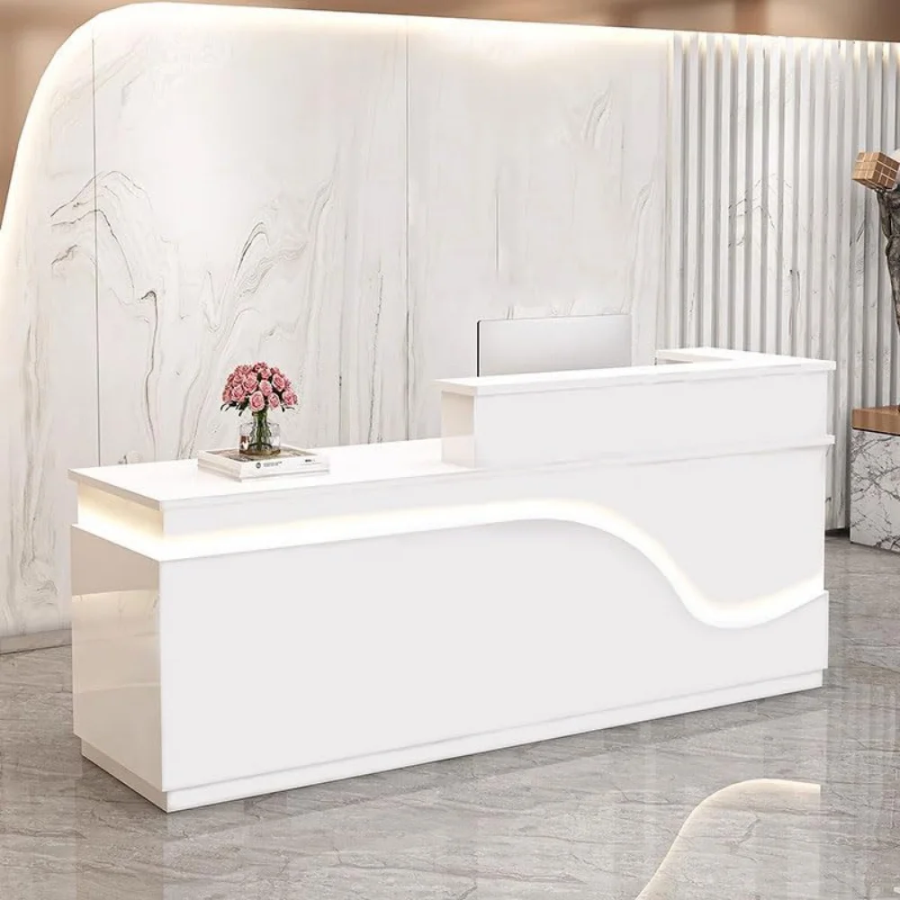 Reception Desk, Checkout Desk, Front desks Reception Counter with Lockable Drawer and 3 Colors LED Strip, Counter for Offices
Reception Desk, Checkout Desk, Front desks Reception Counter with Lockable Drawer and 3 Colors LED Strip, Counter for Offices