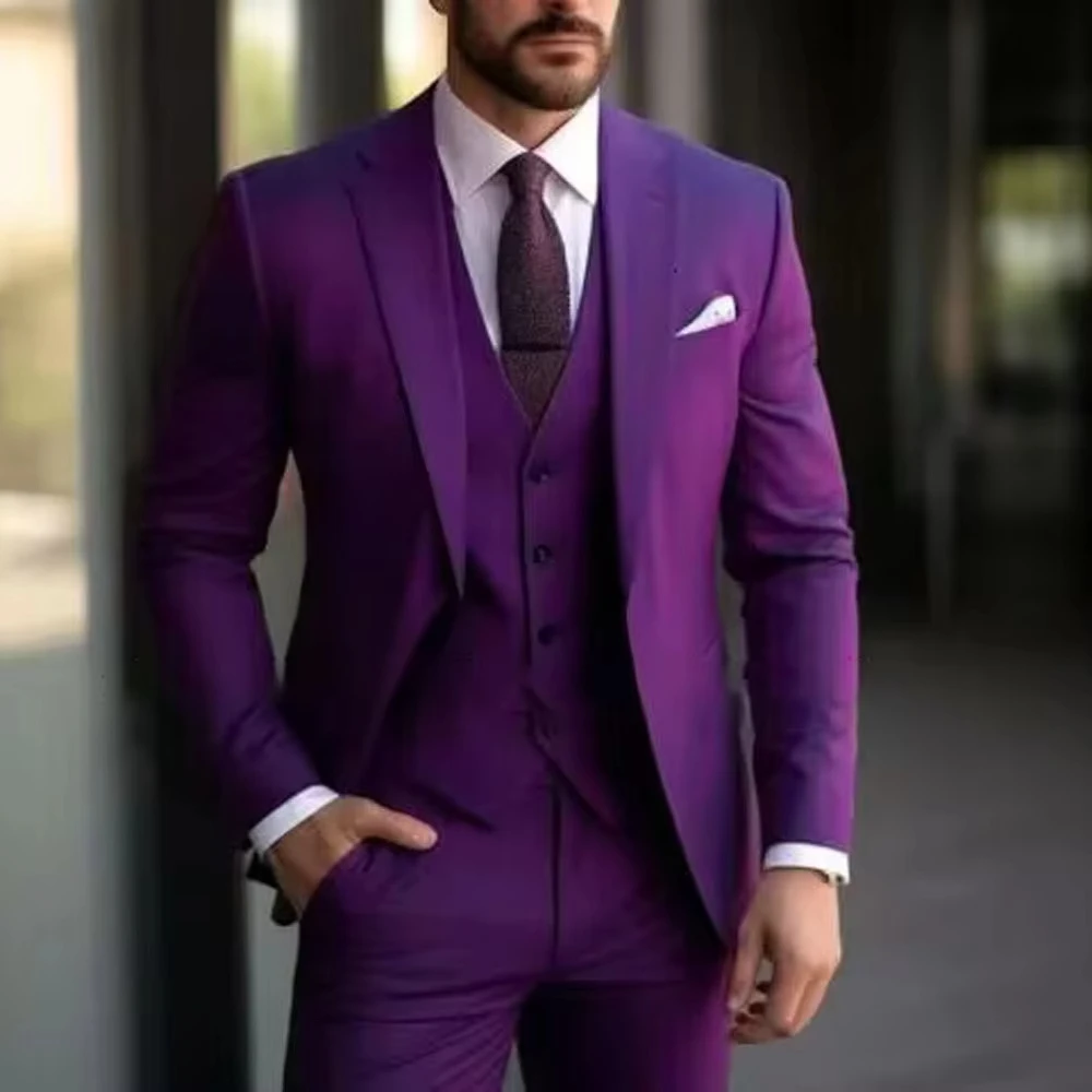 Formal Purple Single Button Shawl Collar Men Suit 3PCS Jacket Vest Outfits Casual Party Prom Wedding Set for Wedding Groom
Formal Purple Single Button Shawl Collar Men Suit 3PCS Jacket Vest Outfits Casual Party Prom Wedding Set for Wedding Groom