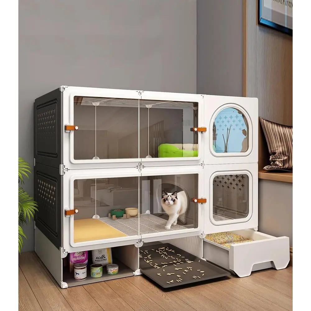 Expandable Metal Cat Enclosure with Litter Box & Clear Door, Indoor/Outdoor Detachable Playpen
Expandable Metal Cat Enclosure with Litter Box & Clear Door, Indoor/Outdoor Detachable Playpen