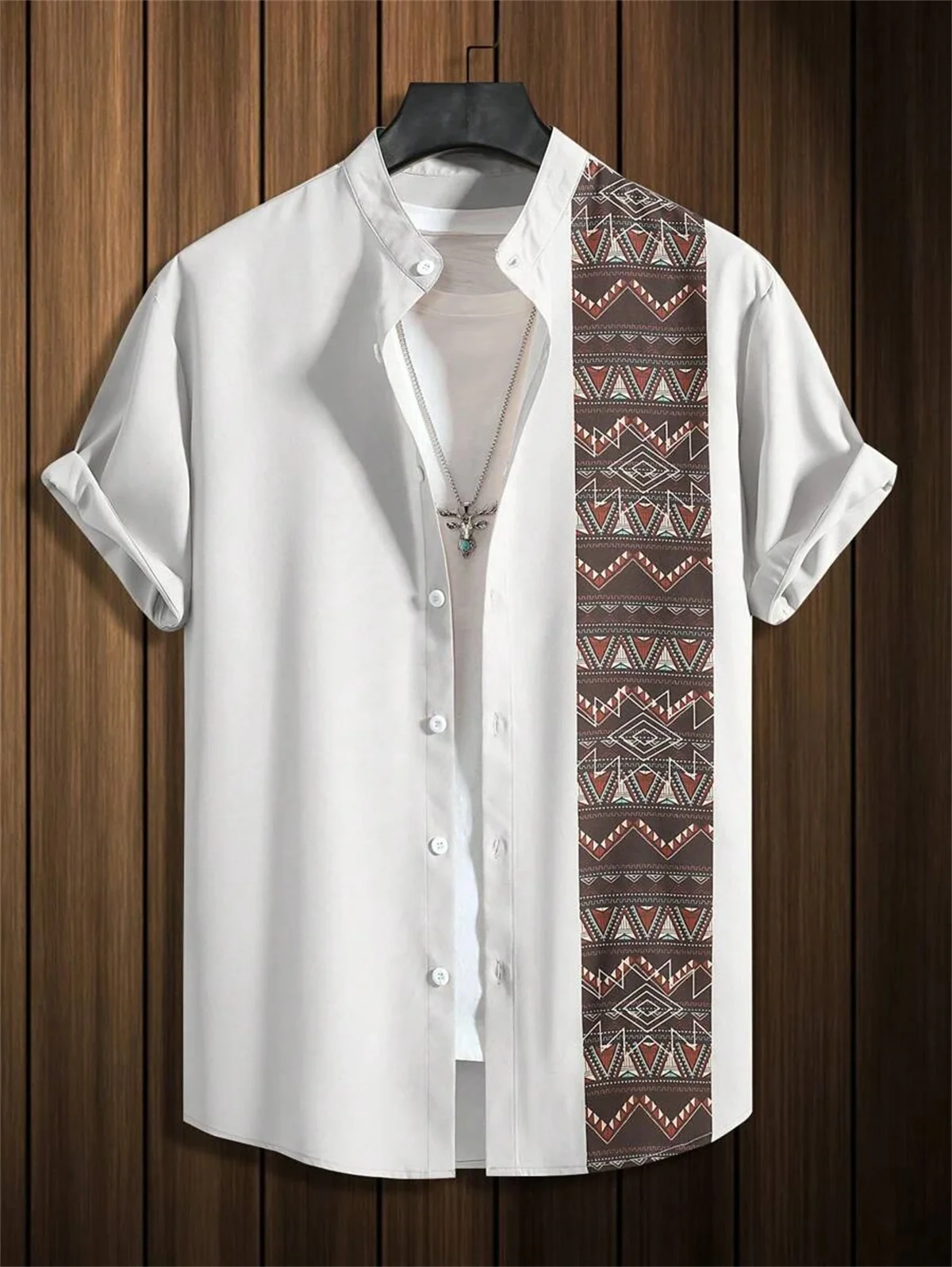 Summer new men's stand-up collar short-sleeved shirts ethnic totem print daily casual stand-up collar tops large size men's shir
Summer new men's stand-up collar short-sleeved shirts ethnic totem print daily casual stand-up collar tops large size men's shir