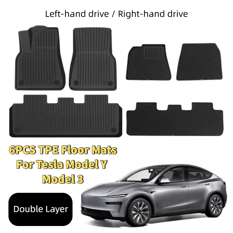 6 шт. коврики для Tesla Model Y Model 3 двухслойные 3D TPE Menis ковер бархатные водонепроницаемые моющиеся автомобильные коврики с левым рулем/правым рулем
6 шт. коврики для Tesla Model Y Model 3 двухслойные 3D TPE Menis ковер бархатные водонепроницаемые моющиеся автомобильные коврики с левым рулем/правым рулем