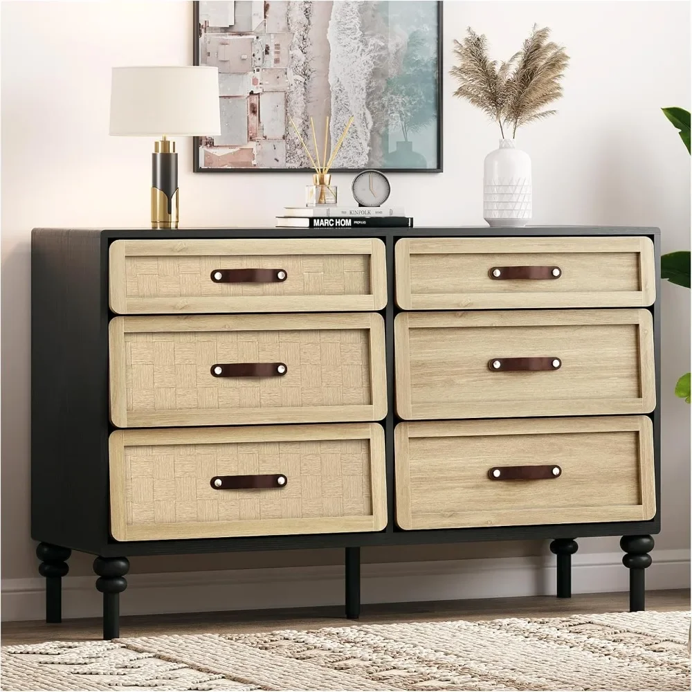 6 Dresser Drawers for Bedroom, Wooden Natural Rattan Dresser Chest of Drawers, Modern Storage Cabinet w/ Rattan Design for Close
6 Dresser Drawers for Bedroom, Wooden Natural Rattan Dresser Chest of Drawers, Modern Storage Cabinet w/ Rattan Design for Close