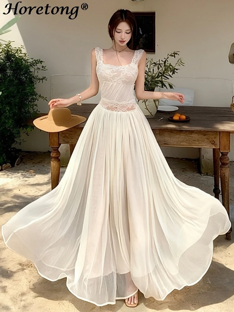 Women's Lace Patchwork Backless Bandage Cami Maxi Dress Summer Waist Cinched Flowy A-line Elegant Vacation Beach Long Dresses
Women's Lace Patchwork Backless Bandage Cami Maxi Dress Summer Waist Cinched Flowy A-line Elegant Vacation Beach Long Dresses