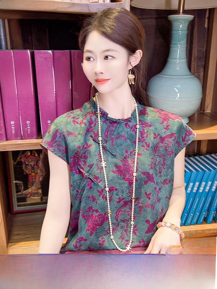 Young Version Xiangyun Silk irt New Chinese Sle ort Sve Women's Suit Summer Cool Feeling Regular Thin round Ne
Young Version Xiangyun Silk irt New Chinese Sle ort Sve Women's Suit Summer Cool Feeling Regular Thin round Ne