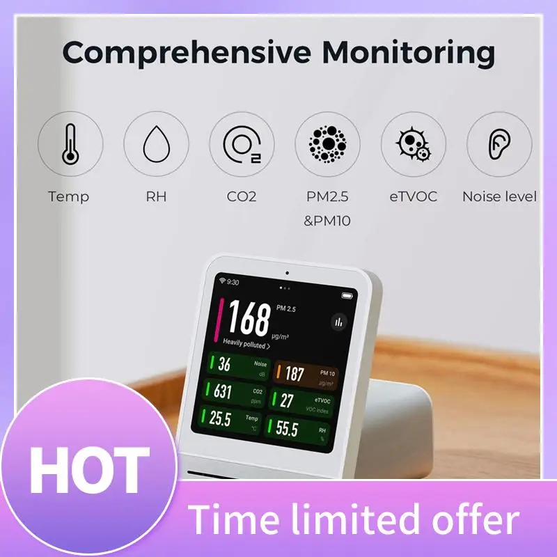 ABFN-Air Monitor 2, умный дом, сенсорный экран, датчик температуры и влажности, детектор CO 2, PM2,5 для приложения Mihome
ABFN-Air Monitor 2, умный дом, сенсорный экран, датчик температуры и влажности, детектор CO 2, PM2,5 для приложения Mihome