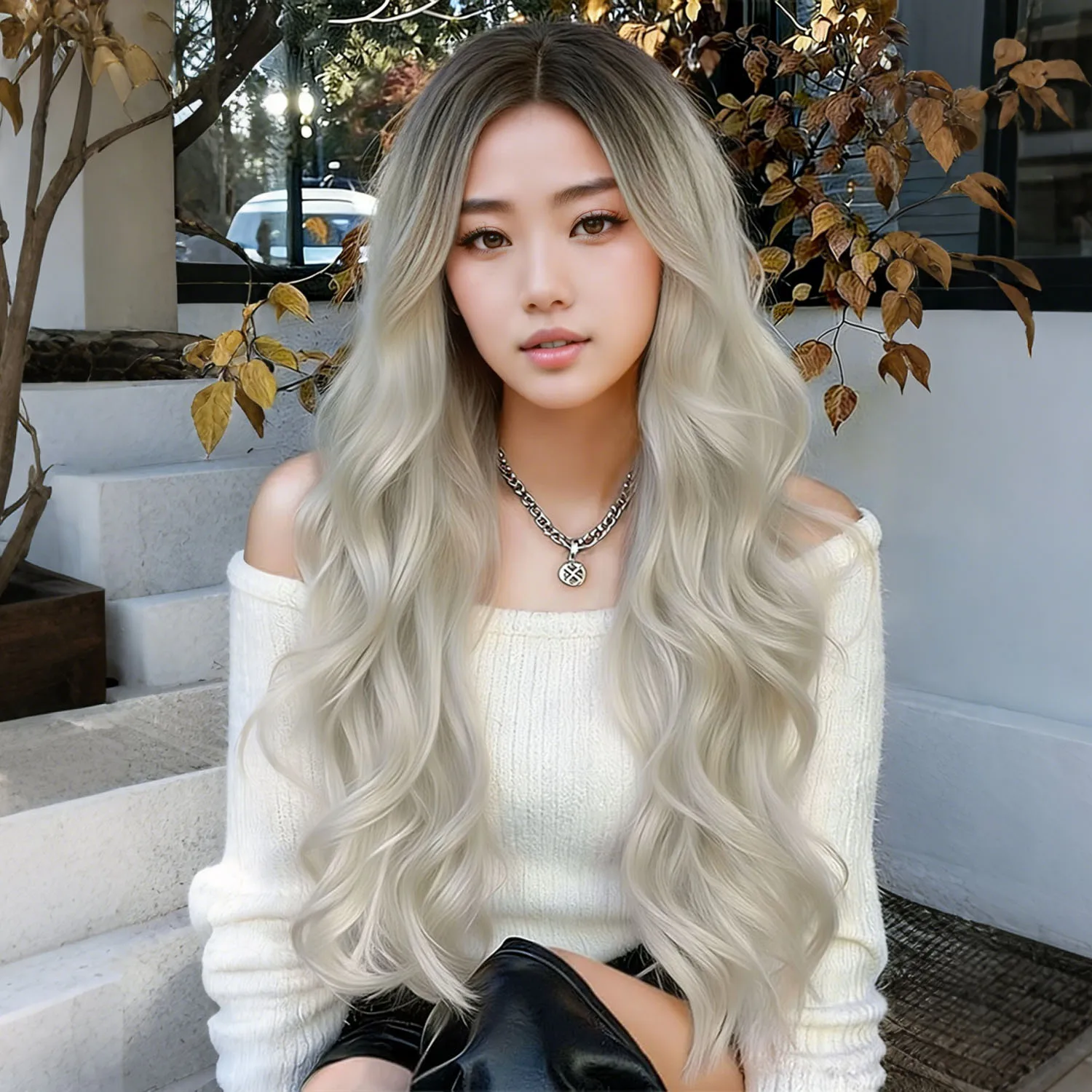 Synthetic Hair 28 Inch Soft Long Wavy Wigs Ombre Dark Root to Ash Blonde Fluffy Body Wave Wig for Women Daily Party Cosplay Wear
Synthetic Hair 28 Inch Soft Long Wavy Wigs Ombre Dark Root to Ash Blonde Fluffy Body Wave Wig for Women Daily Party Cosplay Wear
