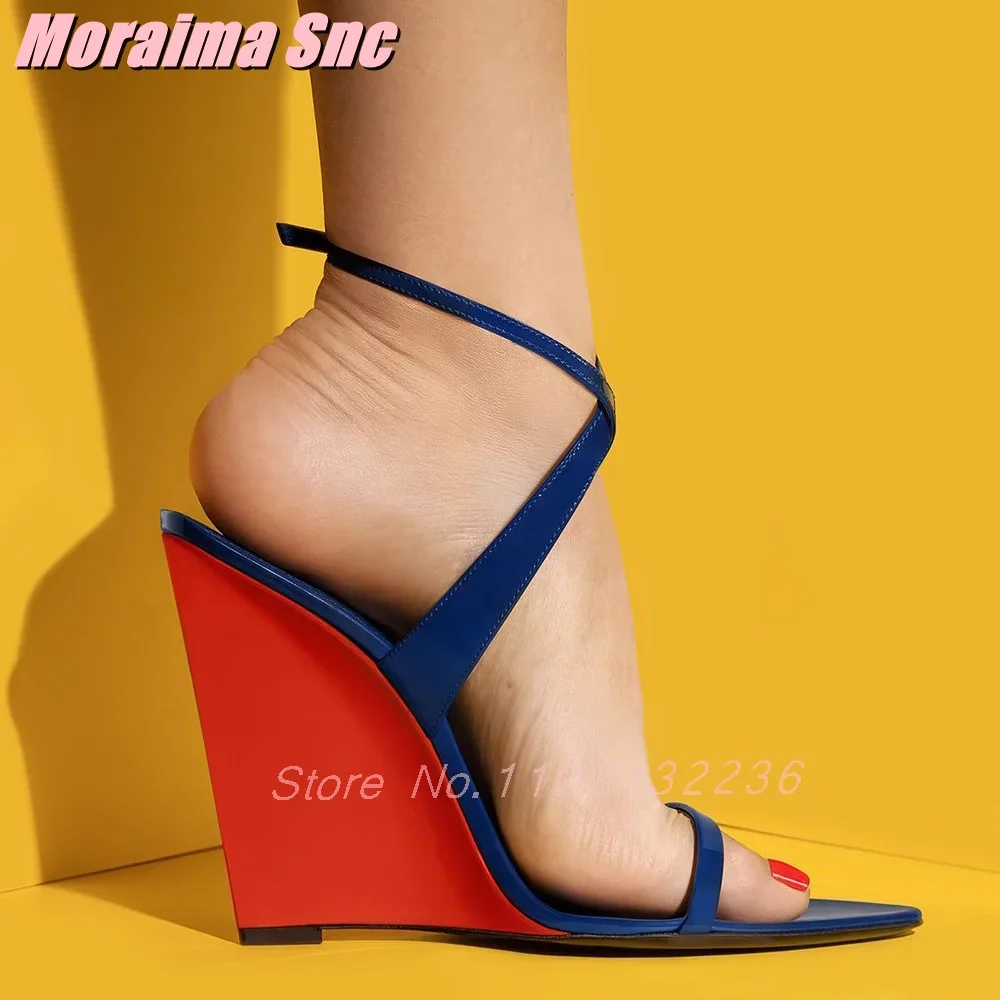 Mixed Colors Wedges Sandals Patent Leather Cross Strap Round Open Toe Ankle Buckle Sey Fashion Women's Dress Shoes Summer 2025
Mixed Colors Wedges Sandals Patent Leather Cross Strap Round Open Toe Ankle Buckle Sey Fashion Women's Dress Shoes Summer 2025