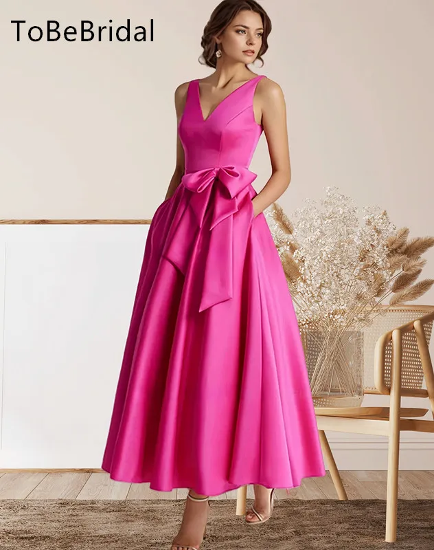 Simple Satin Evening Dresses Deep V-neck Sleeveless Ankle Length A-Line Formal Occasion Prom Women's Party Dress Customized
Simple Satin Evening Dresses Deep V-neck Sleeveless Ankle Length A-Line Formal Occasion Prom Women's Party Dress Customized