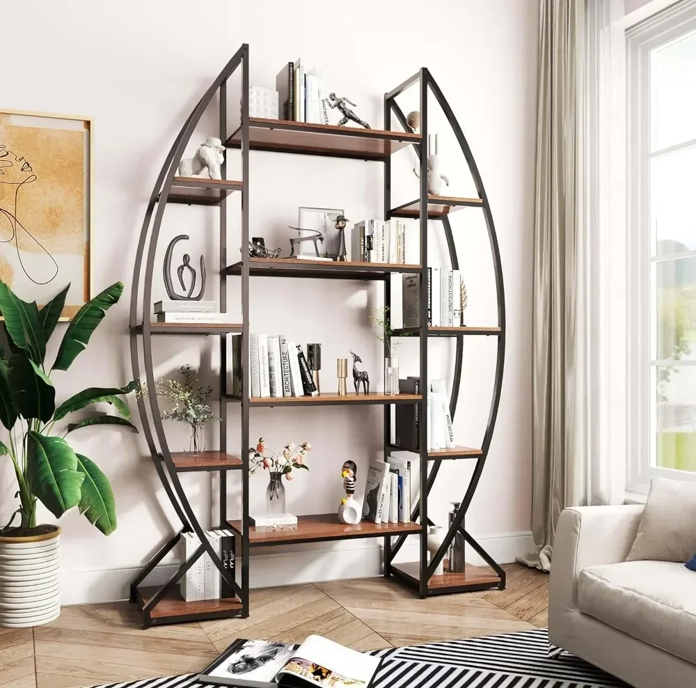 Oval Bookshelf 5 Tier Industrial Bookcases, Free Standing Tall Bookshelves Storage for Books, Farmhouse Wood and Metal Display
Oval Bookshelf 5 Tier Industrial Bookcases, Free Standing Tall Bookshelves Storage for Books, Farmhouse Wood and Metal Display