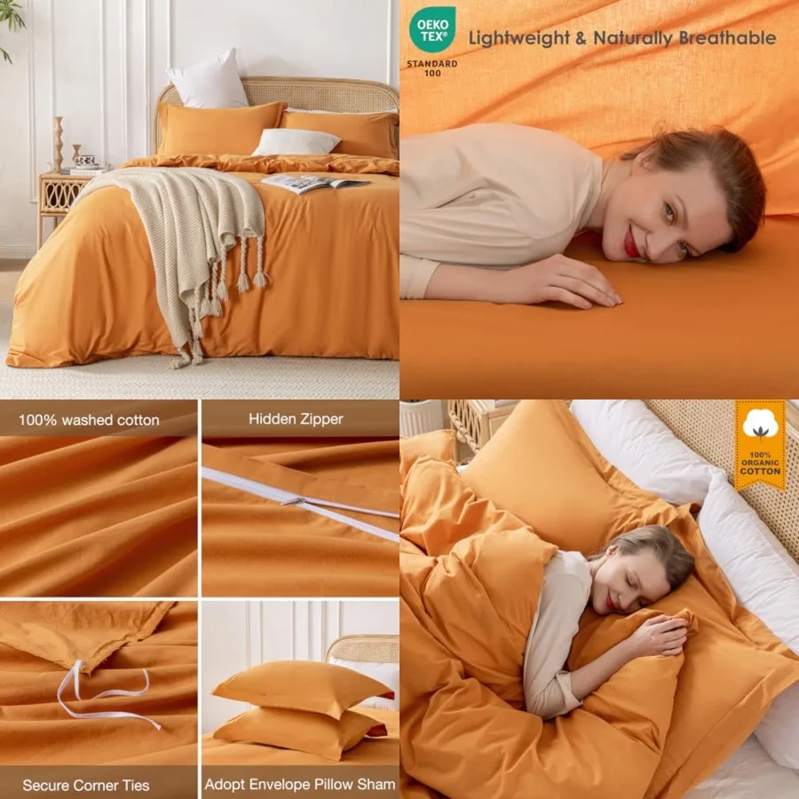 100% Washed Cotton Linen Like Duvet Cover Set Size, 3 Pieces, 1 Duvet Cover 80x90 Inch and 2 Pillow Shams, Soft Breathable Comf
100% Washed Cotton Linen Like Duvet Cover Set Size, 3 Pieces, 1 Duvet Cover 80x90 Inch and 2 Pillow Shams, Soft Breathable Comf