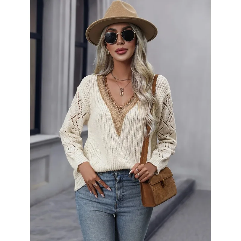 Solid V Neck Cut Out Drop Shoulder Sweater Casual Long Sleeve Sweater for Spring & Winter Women Clothing Loose Fallow Knitwear
Solid V Neck Cut Out Drop Shoulder Sweater Casual Long Sleeve Sweater for Spring & Winter Women Clothing Loose Fallow Knitwear
