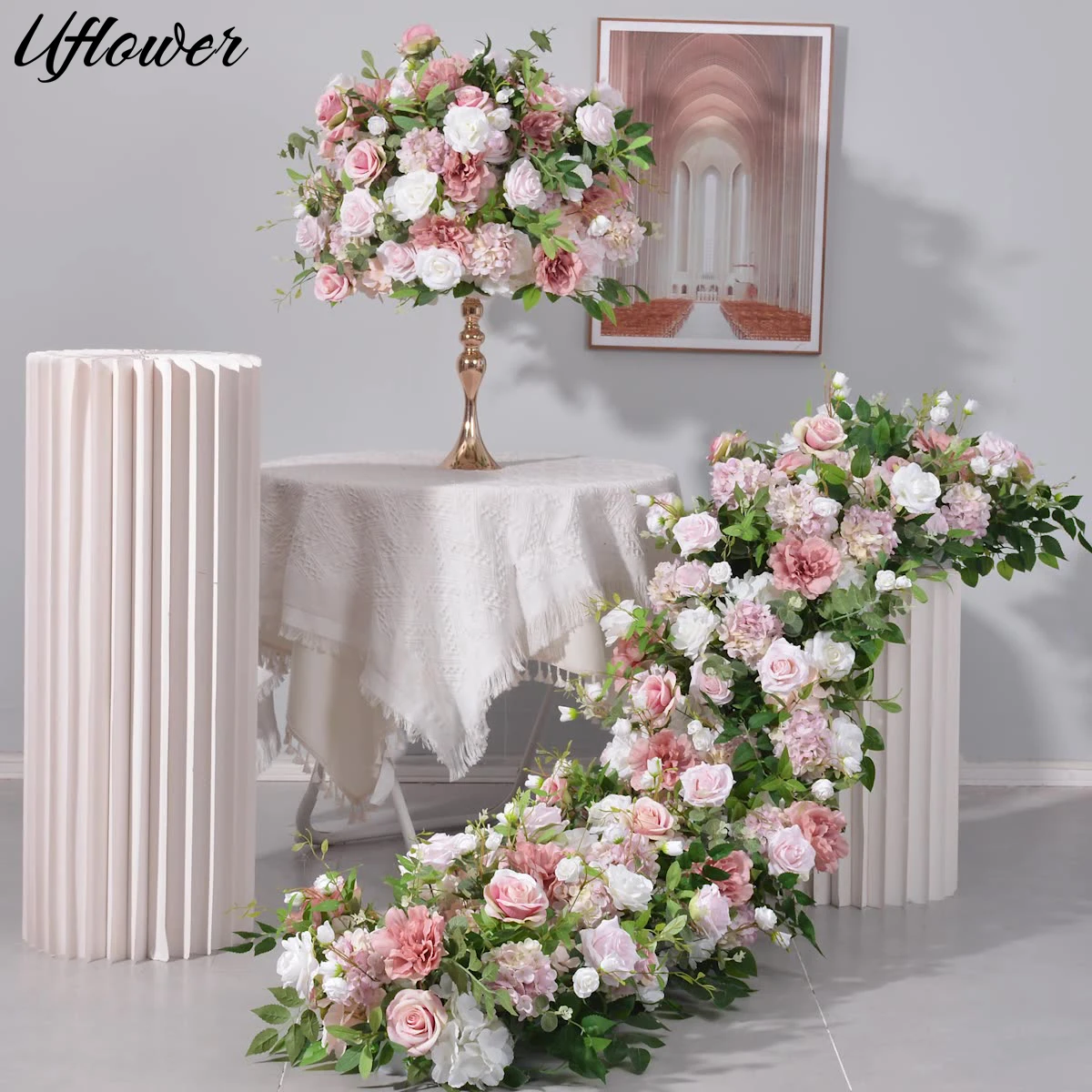 Uflower Pink Rose Hydrangea Green Plants Artificial Flower Ball Flower Row Runner Wedding Backdrop Decor Floral Wall Party Props
Uflower Pink Rose Hydrangea Green Plants Artificial Flower Ball Flower Row Runner Wedding Backdrop Decor Floral Wall Party Props