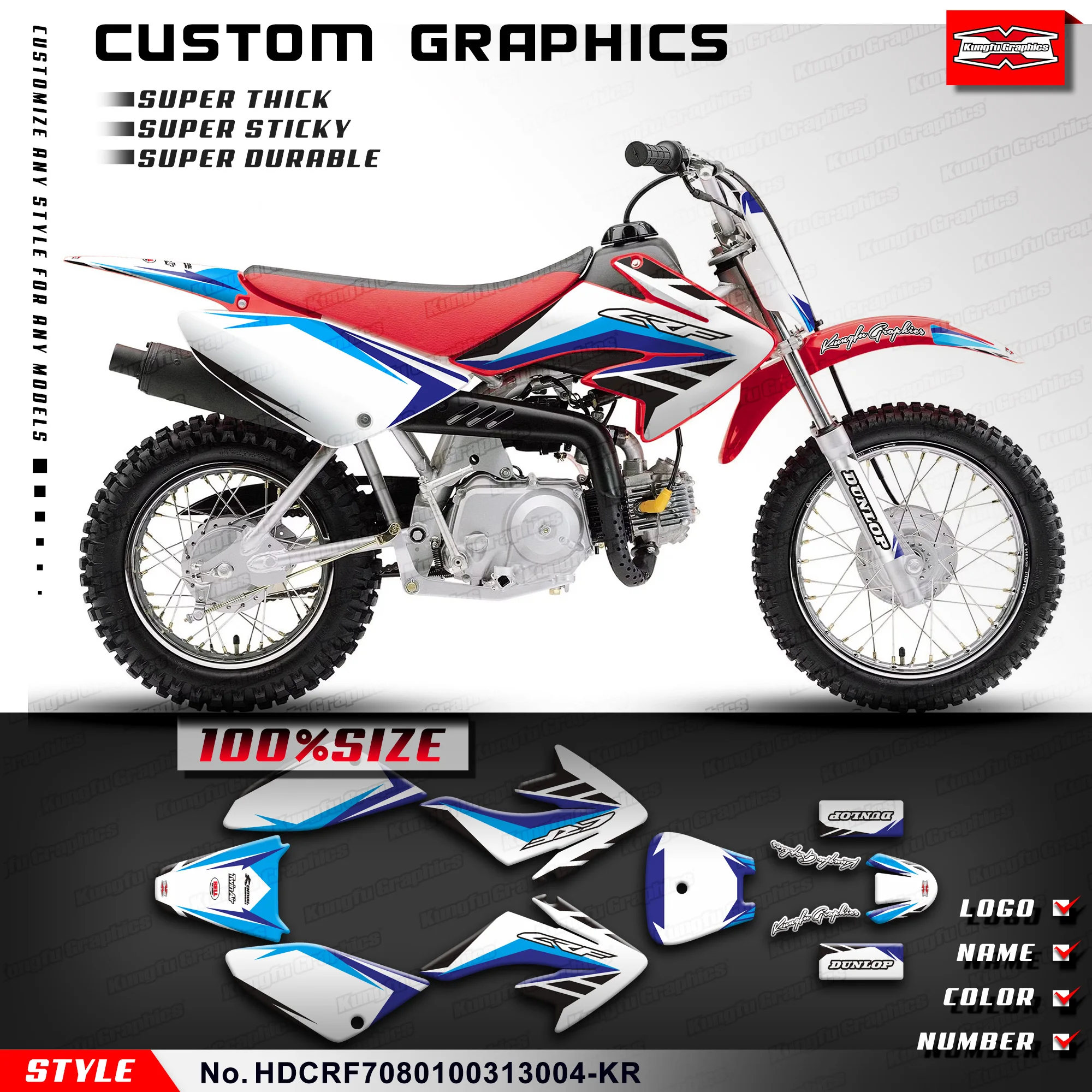 KUNGFU GRAPHICS Motorcycle Decals Laminated Decals for Honda CRF 70 2003-2013 & CRF 80 100 2004-2010, HDCRF7080100313004-KR
KUNGFU GRAPHICS Motorcycle Decals Laminated Decals for Honda CRF 70 2003-2013 & CRF 80 100 2004-2010, HDCRF7080100313004-KR