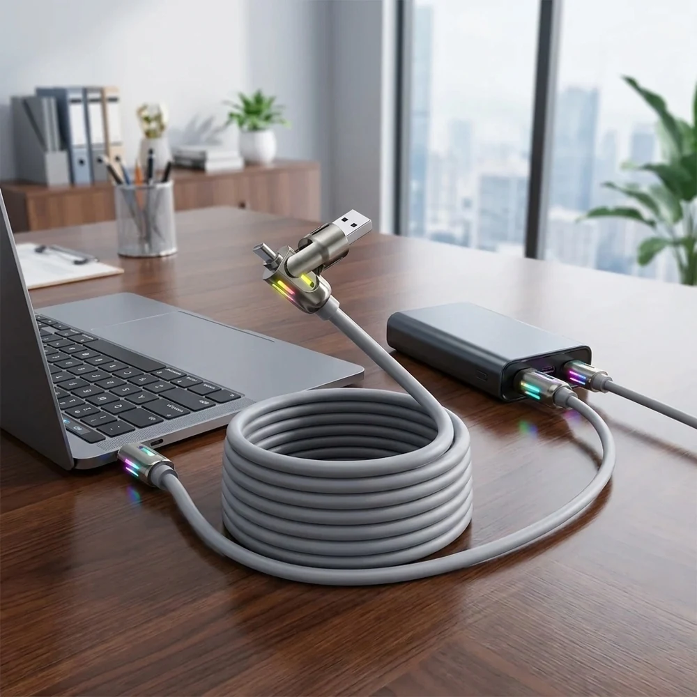 4-in-1 240W PD Fast Charging Cable USB Type-C & USB A to USB-C & Lightning Data Cord 1M LED Indicator Heavy Duty Multi Charger C
4-in-1 240W PD Fast Charging Cable USB Type-C & USB A to USB-C & Lightning Data Cord 1M LED Indicator Heavy Duty Multi Charger C