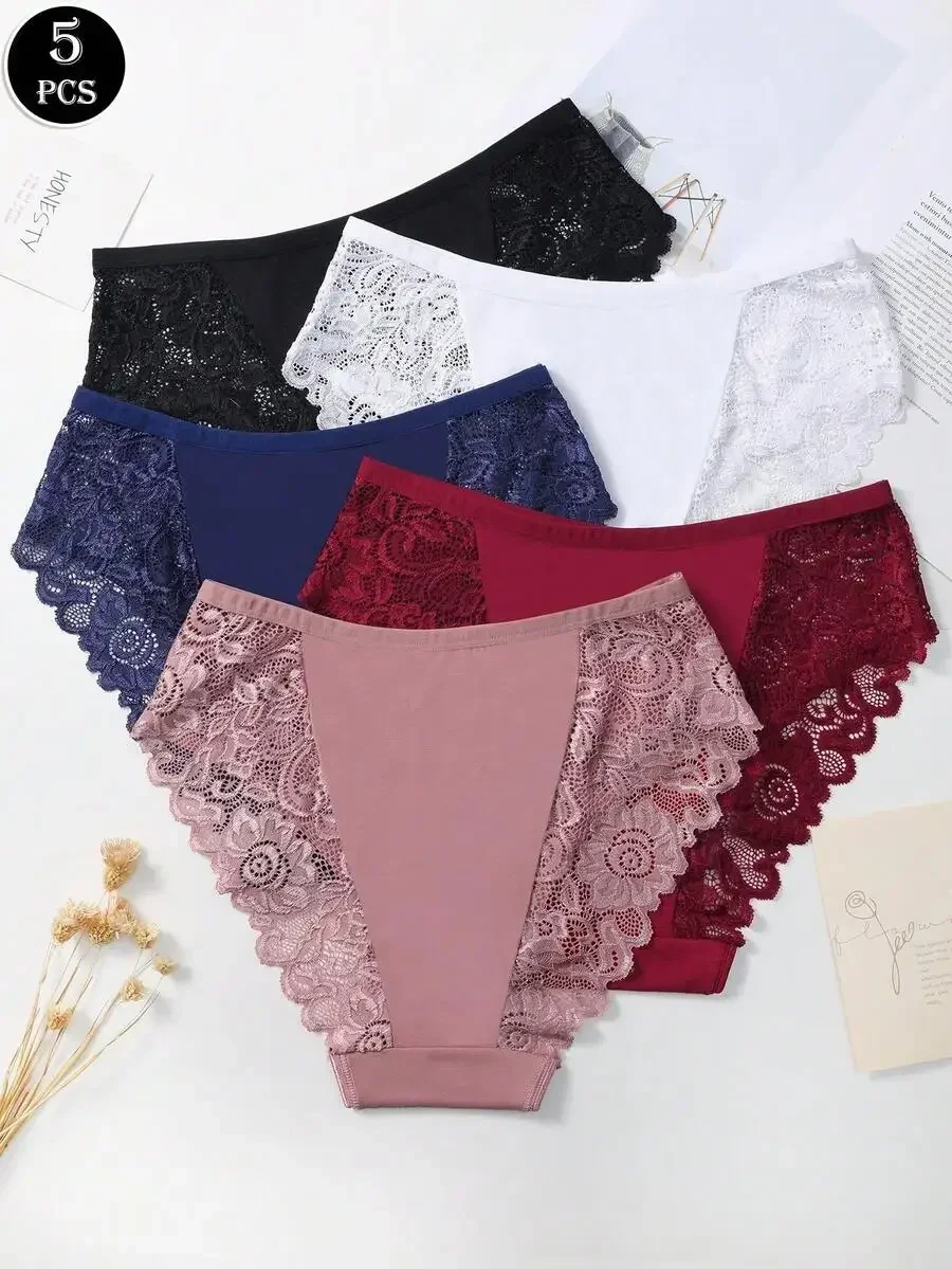5 Pcs Women Lace Patchwork Cotton Briefs Comfortable Breathable Panties
5 Pcs Women Lace Patchwork Cotton Briefs Comfortable Breathable Panties