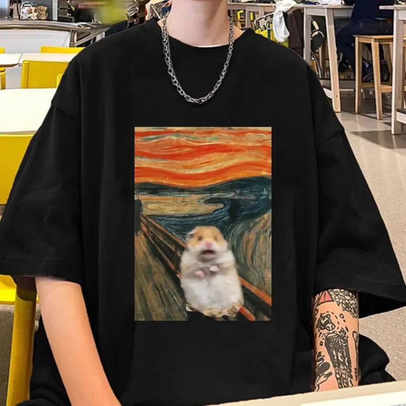 Fun T-shirt Fear Hamster Graphic Print T-shirt Men's Summer fashion Pure cotton short sleeve T-shirt Kawaii Harajuku Streetwear
Fun T-shirt Fear Hamster Graphic Print T-shirt Men's Summer fashion Pure cotton short sleeve T-shirt Kawaii Harajuku Streetwear