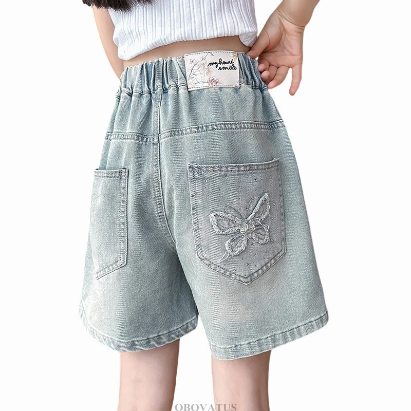New Summer Child Butterfly Denim Shorts with Rhinestones For Girls High Quality Mini Jeans Pants Kids Teenager Casual Shorts
New Summer Child Butterfly Denim Shorts with Rhinestones For Girls High Quality Mini Jeans Pants Kids Teenager Casual Shorts
