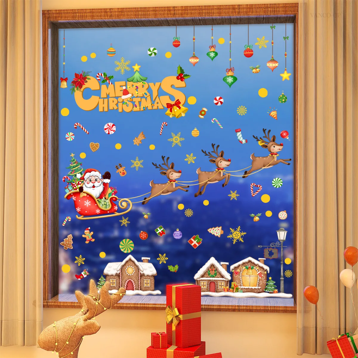 Christmas Santa & Reindeer Window Clings - Snowflake Static Decals for Holiday Home Decor 
Christmas Santa & Reindeer Window Clings - Snowflake Static Decals for Holiday Home Decor