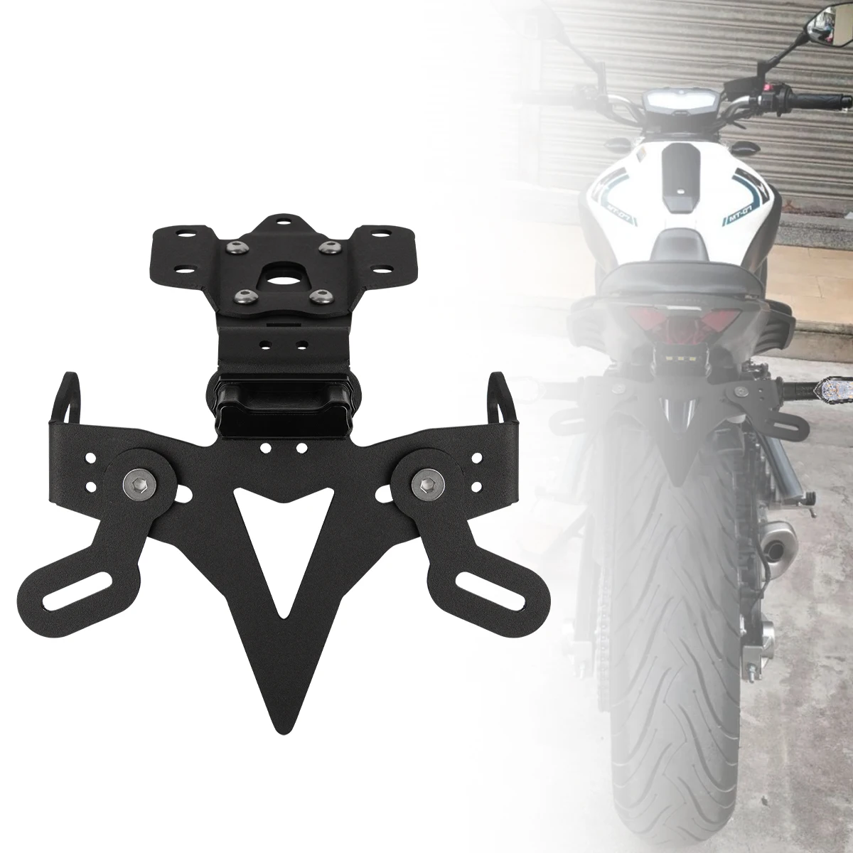 Motorcycle License Plate Holder, Fender Eliminator, Registration Bracket with LED, Yamaha MT-07, FZ-07, 2013-2023
Motorcycle License Plate Holder, Fender Eliminator, Registration Bracket with LED, Yamaha MT-07, FZ-07, 2013-2023