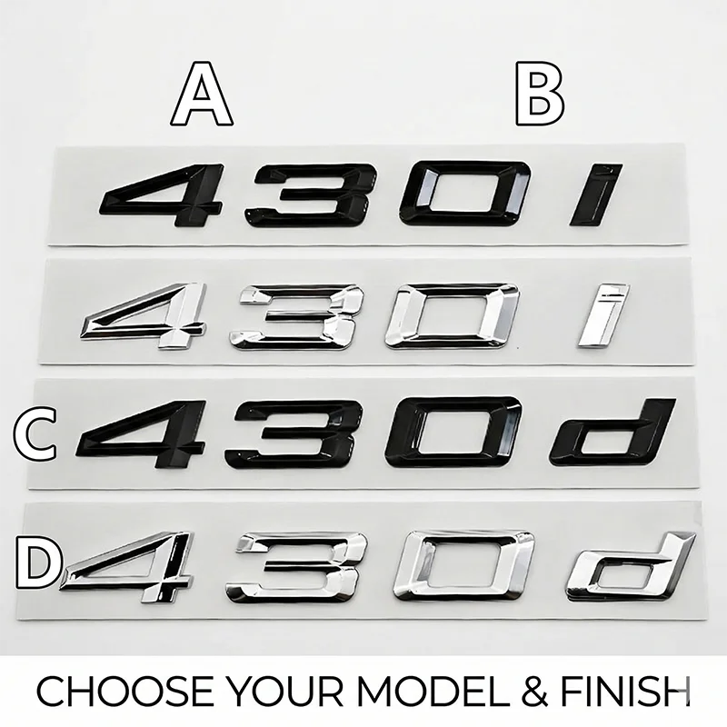 Glossy Black Chrome 430i 430d Trunk Letters Emblem Badge Logo Decal Sticker For BMW 4 Series F32 F36 G22 Car Styling Accessories
Glossy Black Chrome 430i 430d Trunk Letters Emblem Badge Logo Decal Sticker For BMW 4 Series F32 F36 G22 Car Styling Accessories