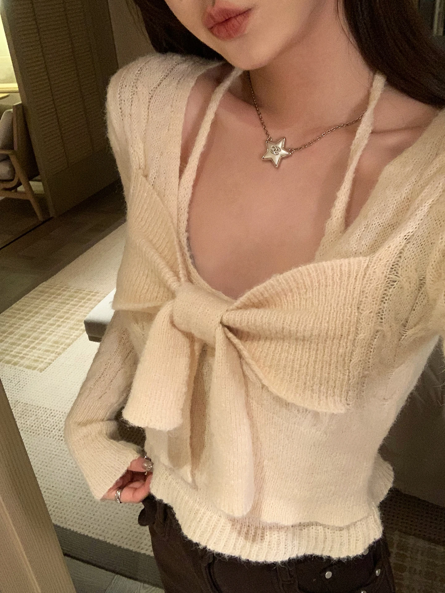 Caramel Cream Knitted Top with Knot Short Style Women's Slim Fit Casual Wear Polyester Nylon Acrylic Wool Blend Lon...
Caramel Cream Knitted Top with Knot Short Style Women's Slim Fit Casual Wear Polyester Nylon Acrylic Wool Blend Lon...