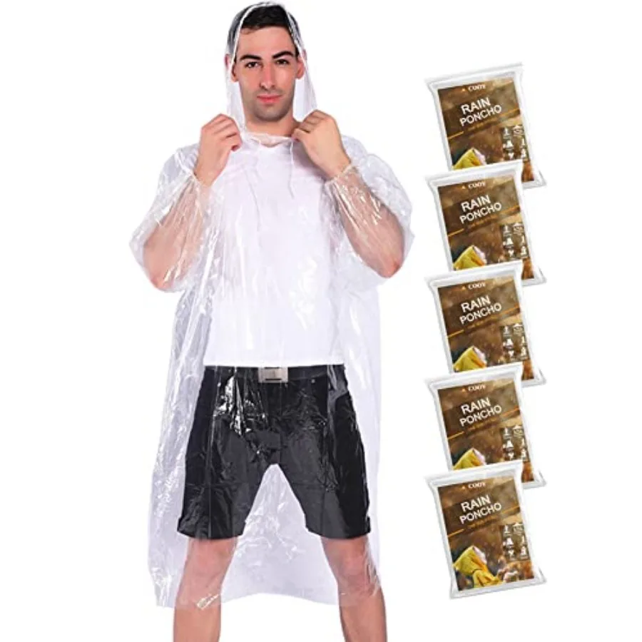 Rain Ponchos, with Drawstring Hood 10 Pack Emergency Disposable Rain Ponchos Family Pack for Adults, Clear
Rain Ponchos, with Drawstring Hood 10 Pack Emergency Disposable Rain Ponchos Family Pack for Adults, Clear
