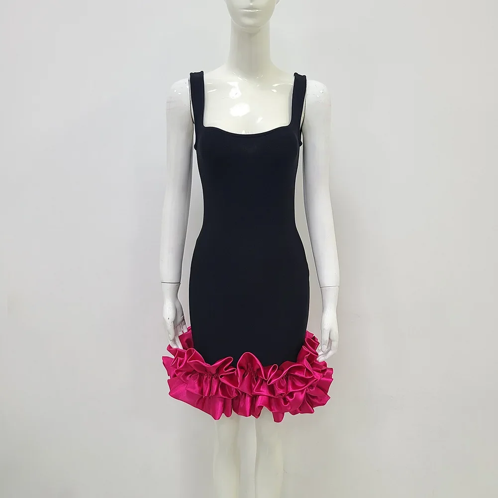 Sleeveless Square Neck Wrapped Hip Bandage Dress with Hanging Strap Splicing Bandage Dress
Sleeveless Square Neck Wrapped Hip Bandage Dress with Hanging Strap Splicing Bandage Dress