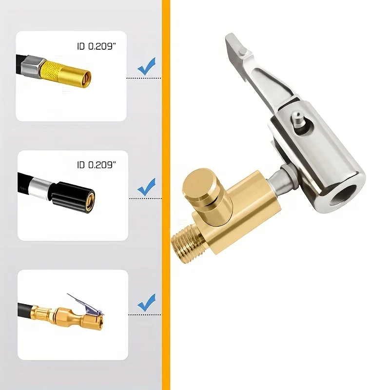Tire Inflation Clip With Deflation Function Connected To Use For Inflating Car, Motorcycle, Bicycle Tires, Universal Type
Tire Inflation Clip With Deflation Function Connected To Use For Inflating Car, Motorcycle, Bicycle Tires, Universal Type