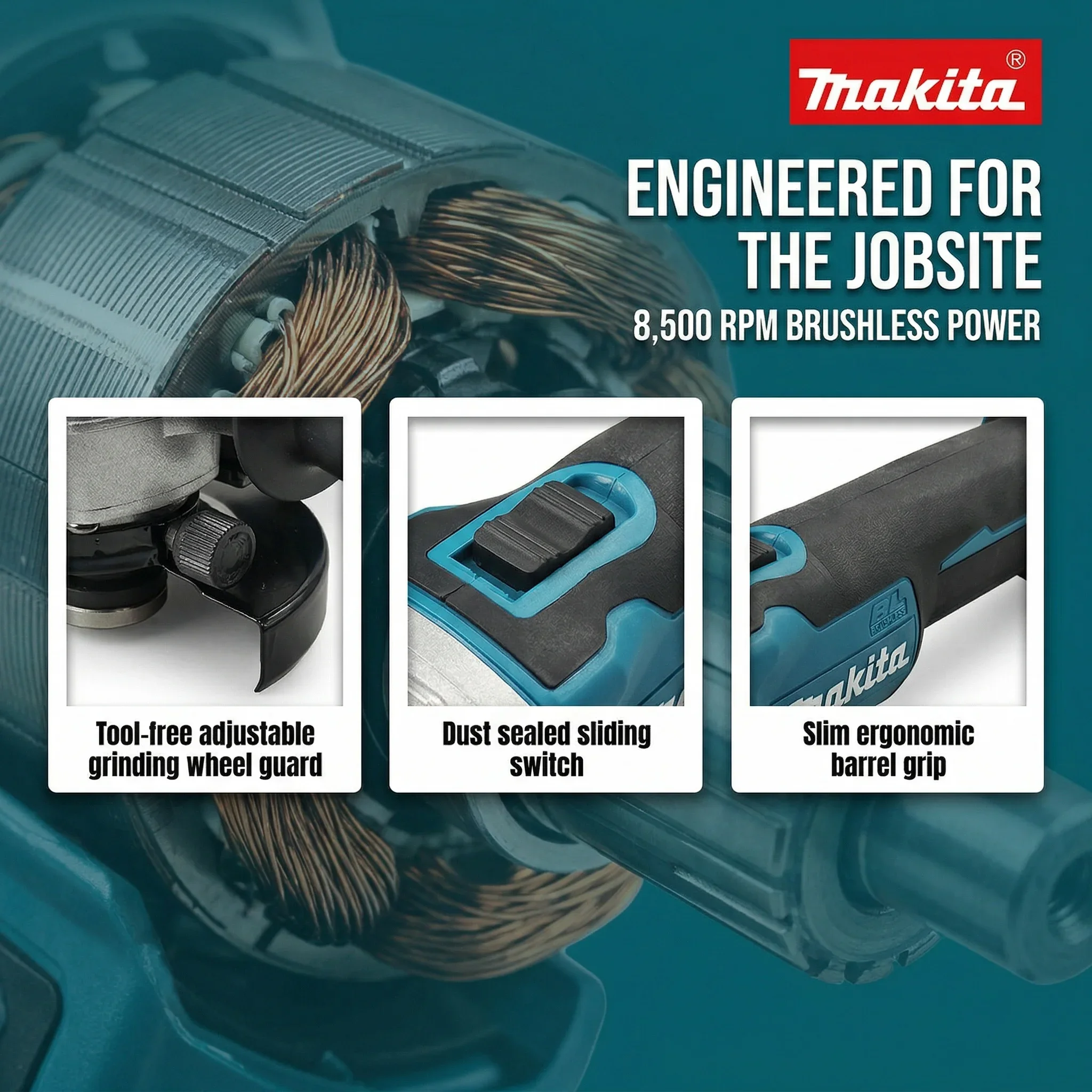 MAKITA DGA404 18V Angle Grinder Compatible with Makita 18V Battery Brushless Motor 125mm for Steel Stone Cutting(bare tool)
MAKITA DGA404 18V Angle Grinder Compatible with Makita 18V Battery Brushless Motor 125mm for Steel Stone Cutting(bare tool)