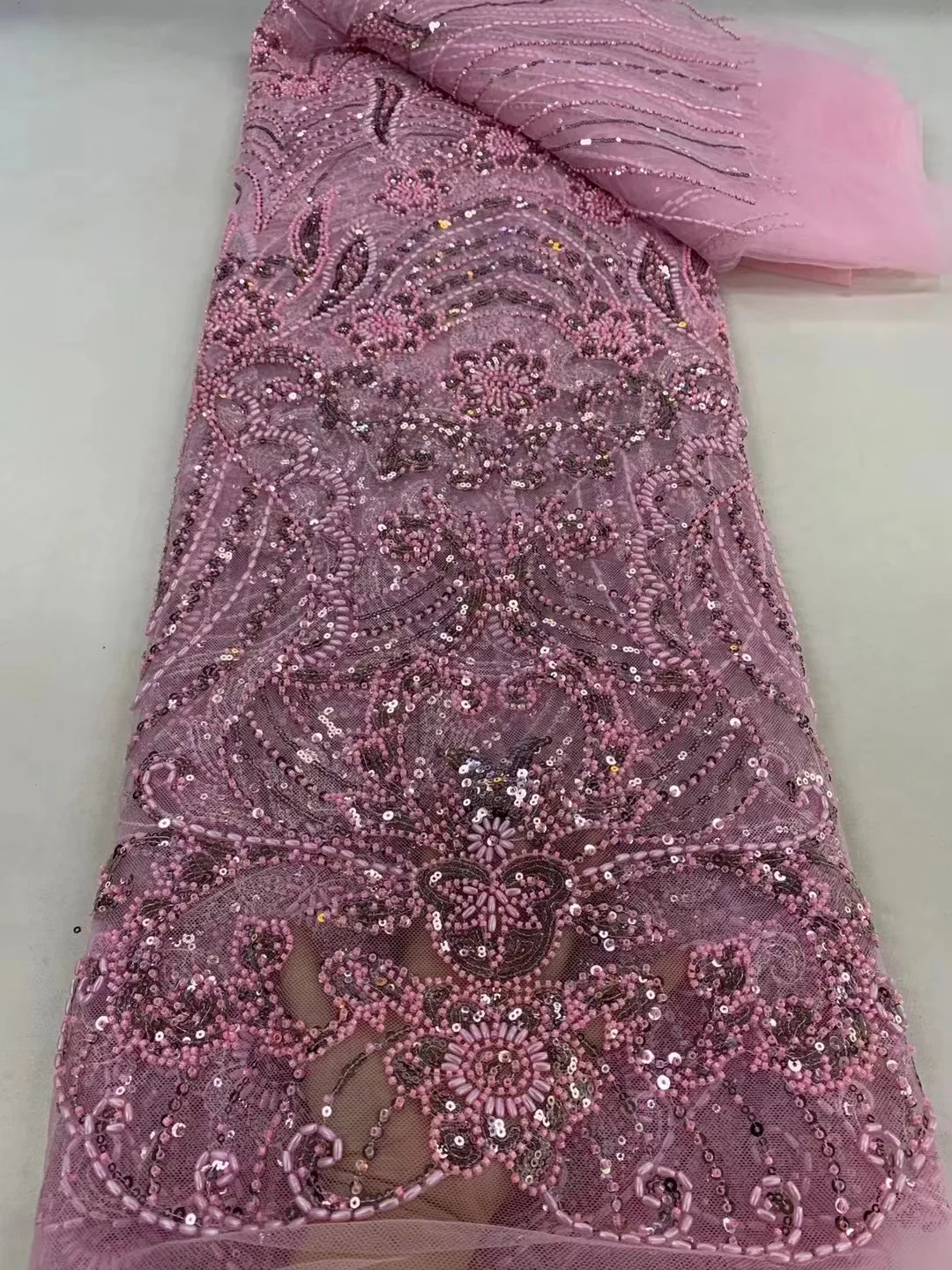 High-End African Handmade Beaded Lace Fabric Embroidery French Sequins Lace Wedding Dress Embroidered High Quality For Party Sew
High-End African Handmade Beaded Lace Fabric Embroidery French Sequins Lace Wedding Dress Embroidered High Quality For Party Sew
