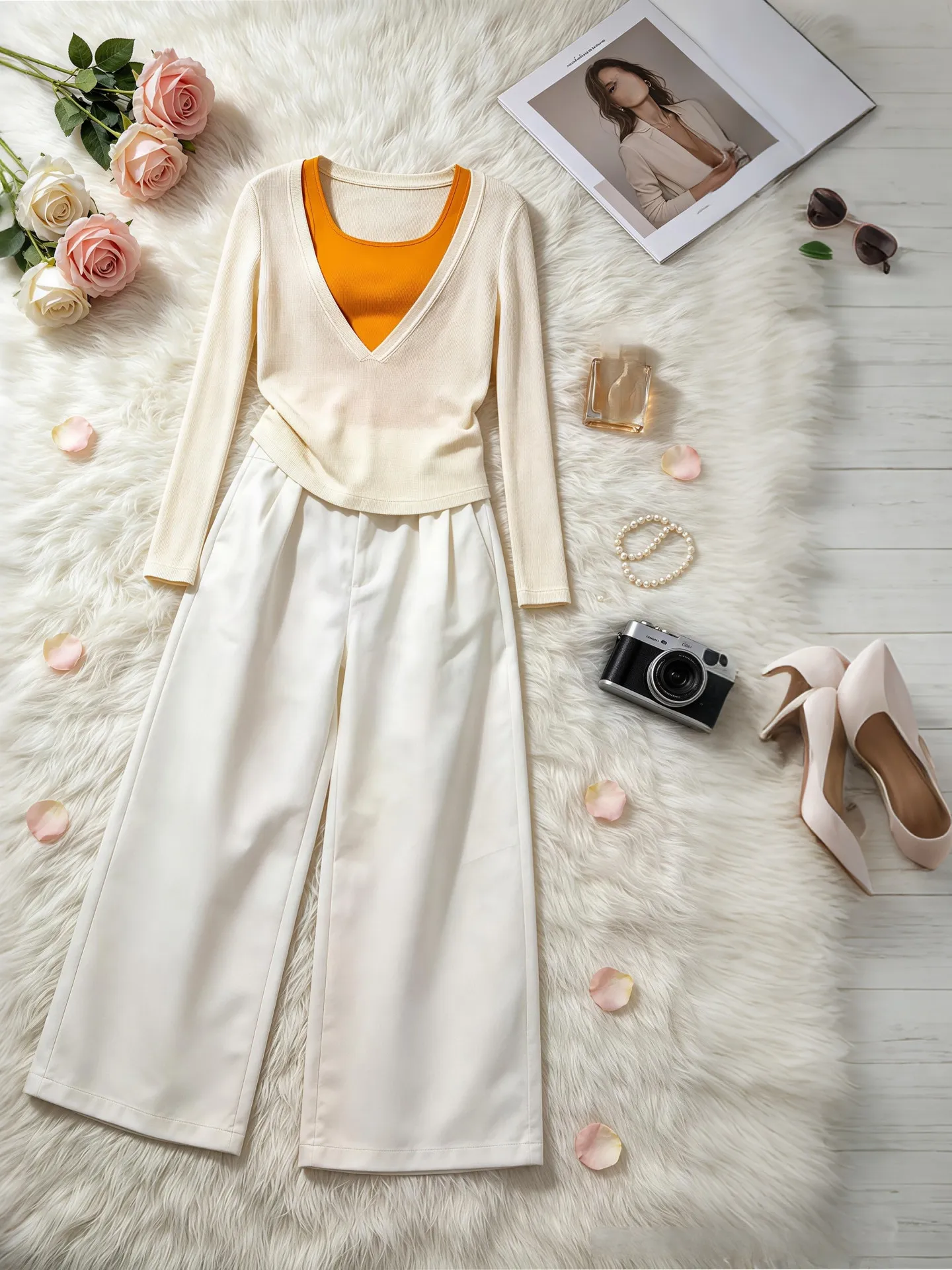 Summer Fashion Orange Strap Knitted Light Soft Long Sleeve Women's Set Two-Piece Set Comfortable Breathable Casual Wear
Summer Fashion Orange Strap Knitted Light Soft Long Sleeve Women's Set Two-Piece Set Comfortable Breathable Casual Wear