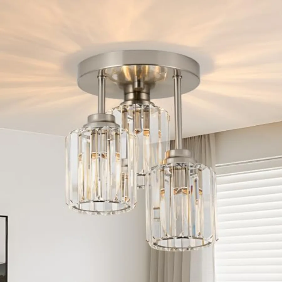 Brushed Nickel Semi Flush Mount Ceiling Light 3-Light Modern Crystal Chandelier with Clear K9 Crystal Shades Kitchen Light for
Brushed Nickel Semi Flush Mount Ceiling Light 3-Light Modern Crystal Chandelier with Clear K9 Crystal Shades Kitchen Light for
