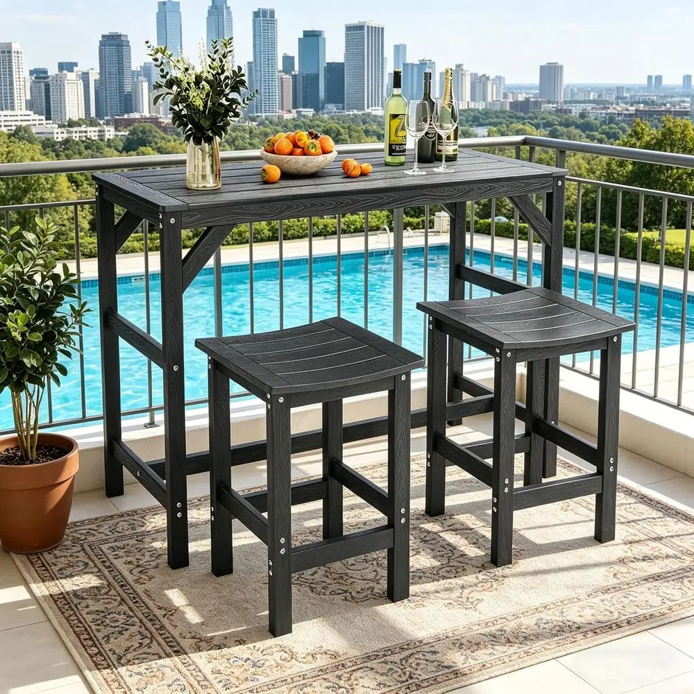 55 Weather-Resistant Patio Bar Set with 2 High Top Stools for Outdoor Dining
55 Weather-Resistant Patio Bar Set with 2 High Top Stools for Outdoor Dining