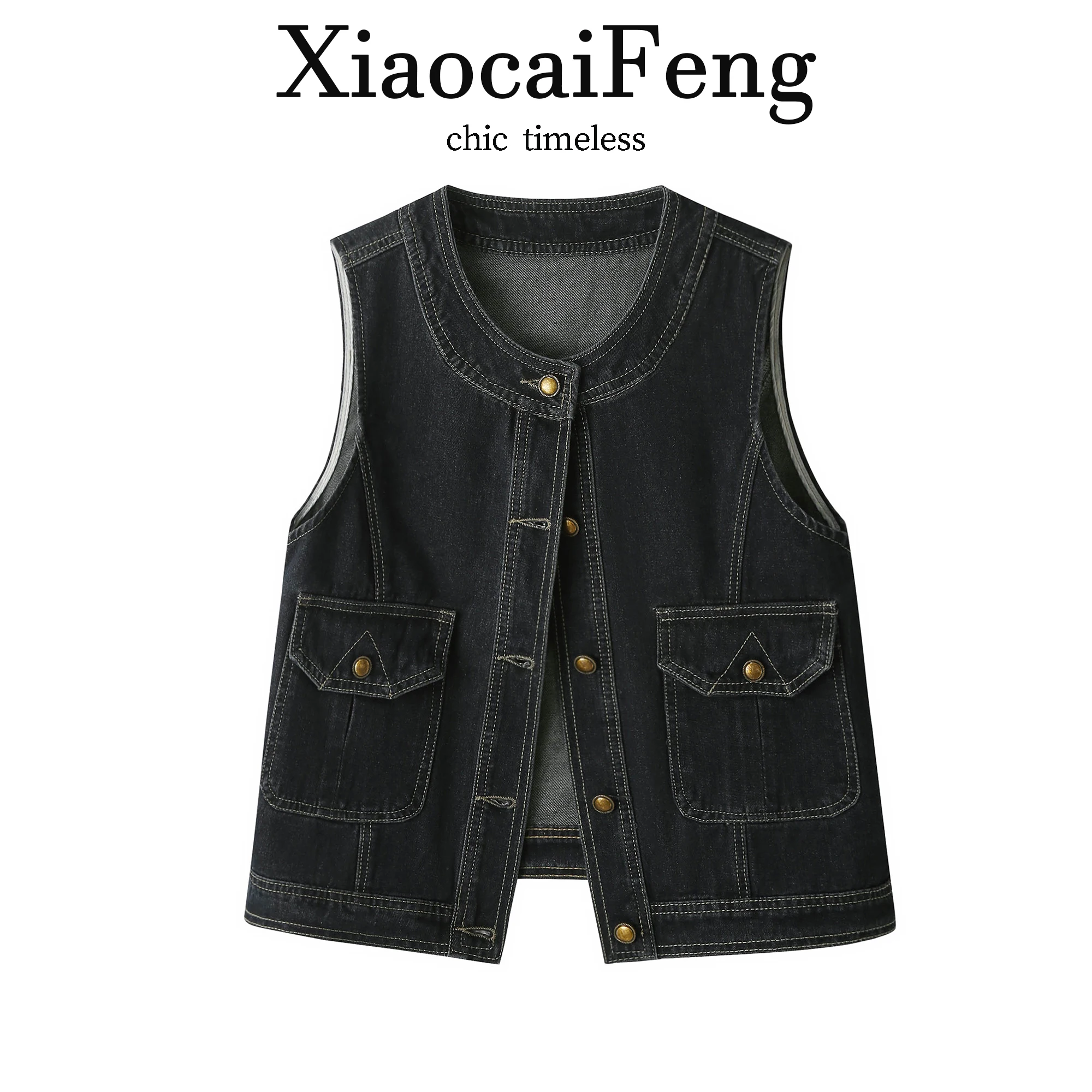 Retro Nostalgic Workwear Vest Short Casual Sleeveless round Neck Commute Women's Summer Outerwear Fashionable Layering Top
Retro Nostalgic Workwear Vest Short Casual Sleeveless round Neck Commute Women's Summer Outerwear Fashionable Layering Top