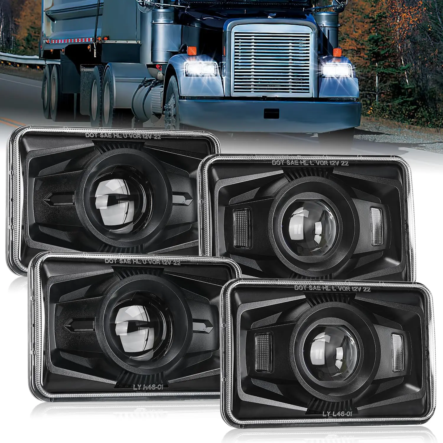 Nilight 4x6 Inch LED Headlights 60W DOT Approved Hi Lo Sealed Beam Rectangular Headlight Replacement H4651 H4652 H4656 H4666 H6545 Compatible with Kenworth Peterbil Ford Freightliner(Black, 4PCS)
Nilight 4x6 Inch LED Headlights 60W DOT Approved Hi Lo Sealed Beam Rectangular Headlight Replacement H4651 H4652 H4656 H4666 H6545 Compatible with Kenworth Peterbil Ford Freightliner(Black, 4PCS)