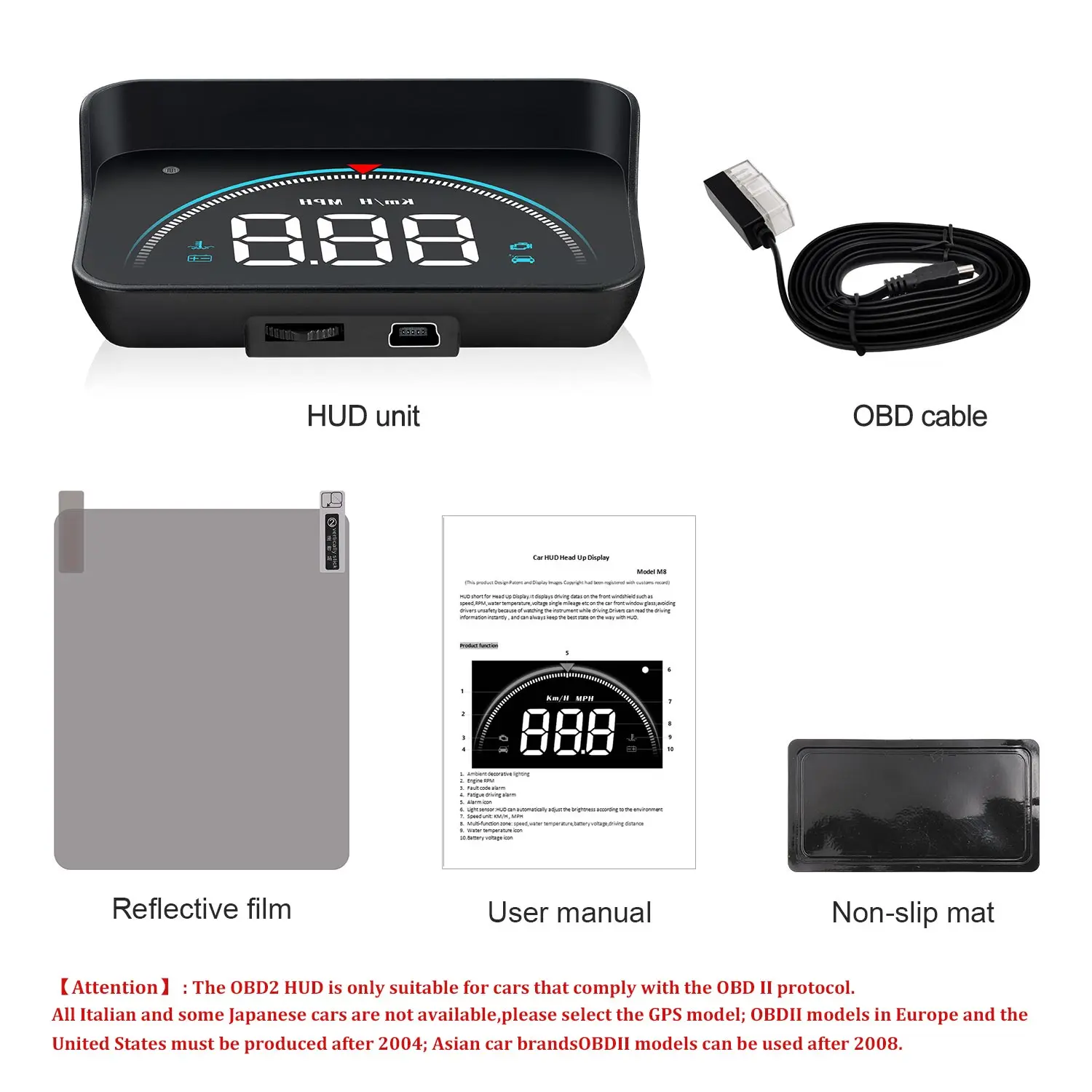 Car Accessories HUD M8 Model OBD2 Gauge Speed Projector Auto Smart Digital Car Overspeed Alarm Head up Display for Cars
Car Accessories HUD M8 Model OBD2 Gauge Speed Projector Auto Smart Digital Car Overspeed Alarm Head up Display for Cars