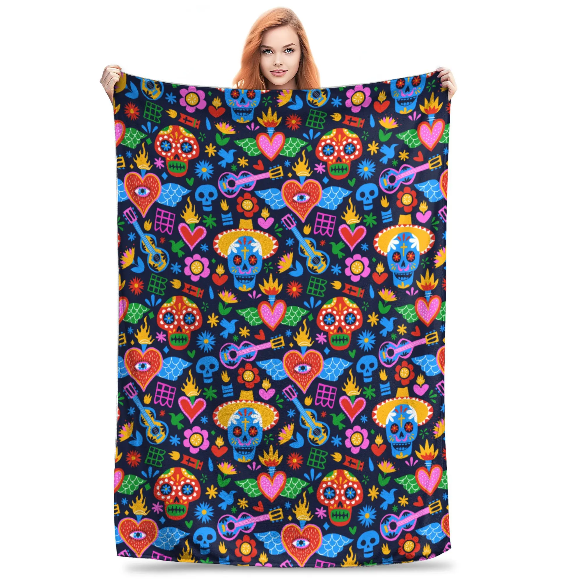 Mexican Sugar Skull Day of the Dead Printed Blanket For Men Women Warm Cozy Fluffy Mexico Dia De Muertos Calavera Throw Blankets
Mexican Sugar Skull Day of the Dead Printed Blanket For Men Women Warm Cozy Fluffy Mexico Dia De Muertos Calavera Throw Blankets