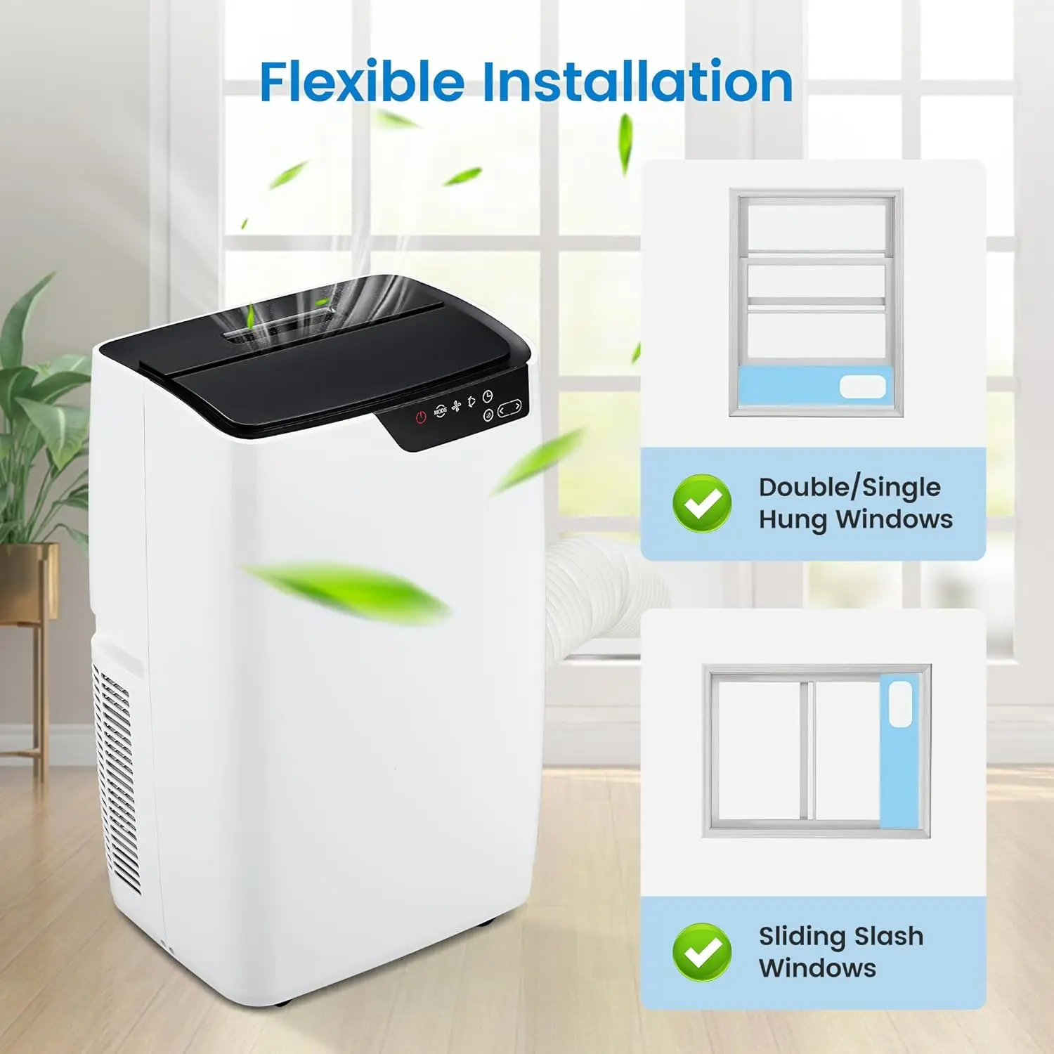 Garvee White and Black 12000 BTU Portable Air Conditioner, Ultra-Quiet 3-in-1 Mobile AC Unit with 3 Fan Speeds & 24h Timer for Rooms Up to 550 Sq.Ft
Garvee White and Black 12000 BTU Portable Air Conditioner, Ultra-Quiet 3-in-1 Mobile AC Unit with 3 Fan Speeds & 24h Timer for Rooms Up to 550 Sq.Ft