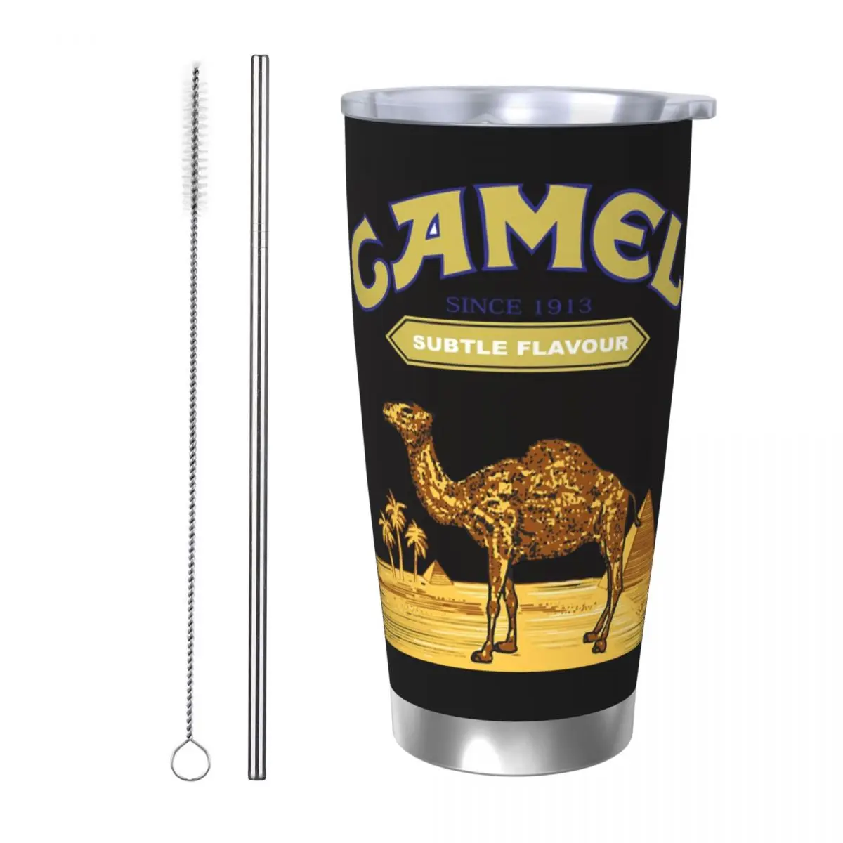 Верблюжья сигарета, стакан из нержавеющей стали, кружки с вакуумной изоляцией, термохолодные соломинки для бутылок с крышкой, 20 унций 
Верблюжья сигарета, стакан из нержавеющей стали, кружки с вакуумной изоляцией, термохолодные соломинки для бутылок с крышкой, 20 унций